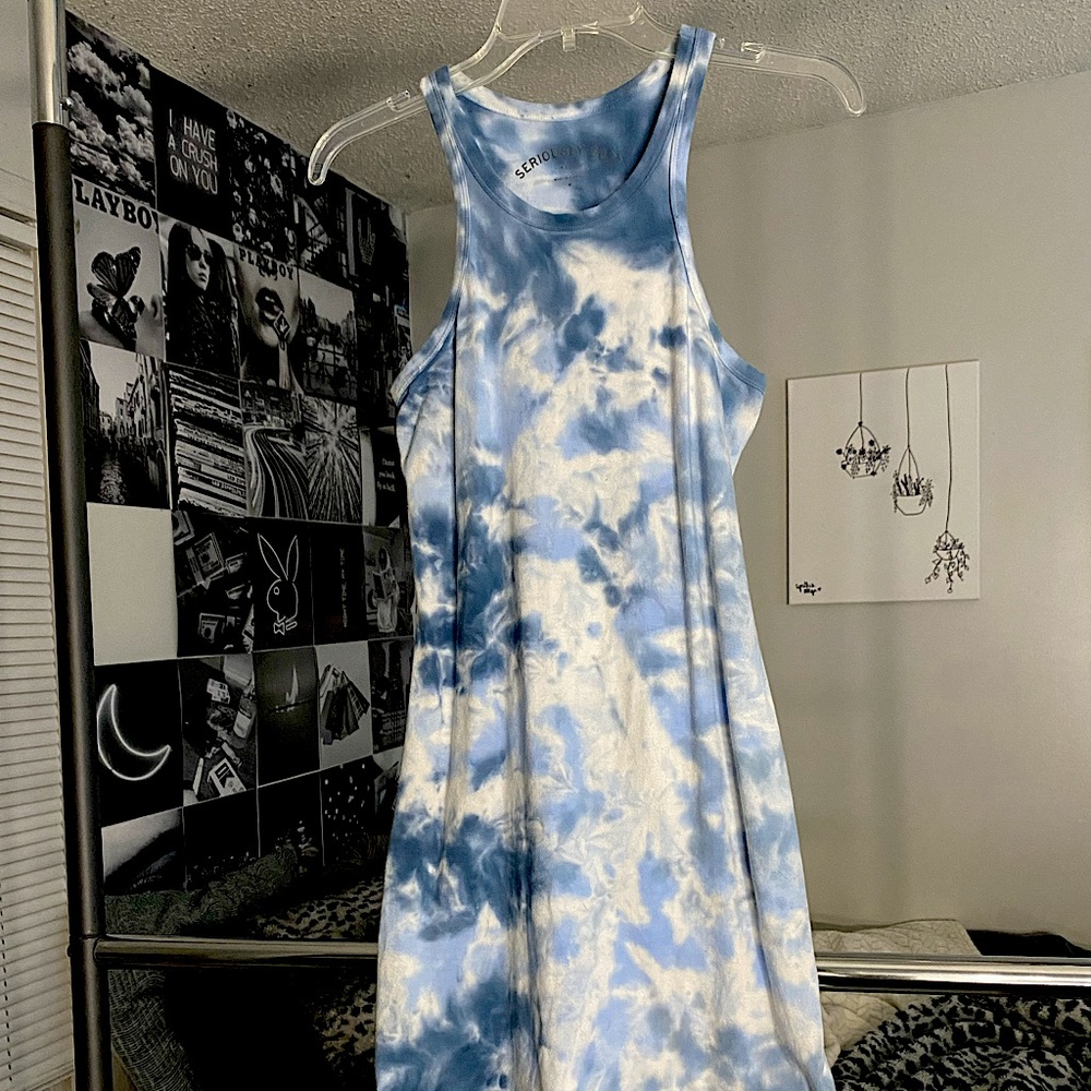 tie dye halter top body con dress